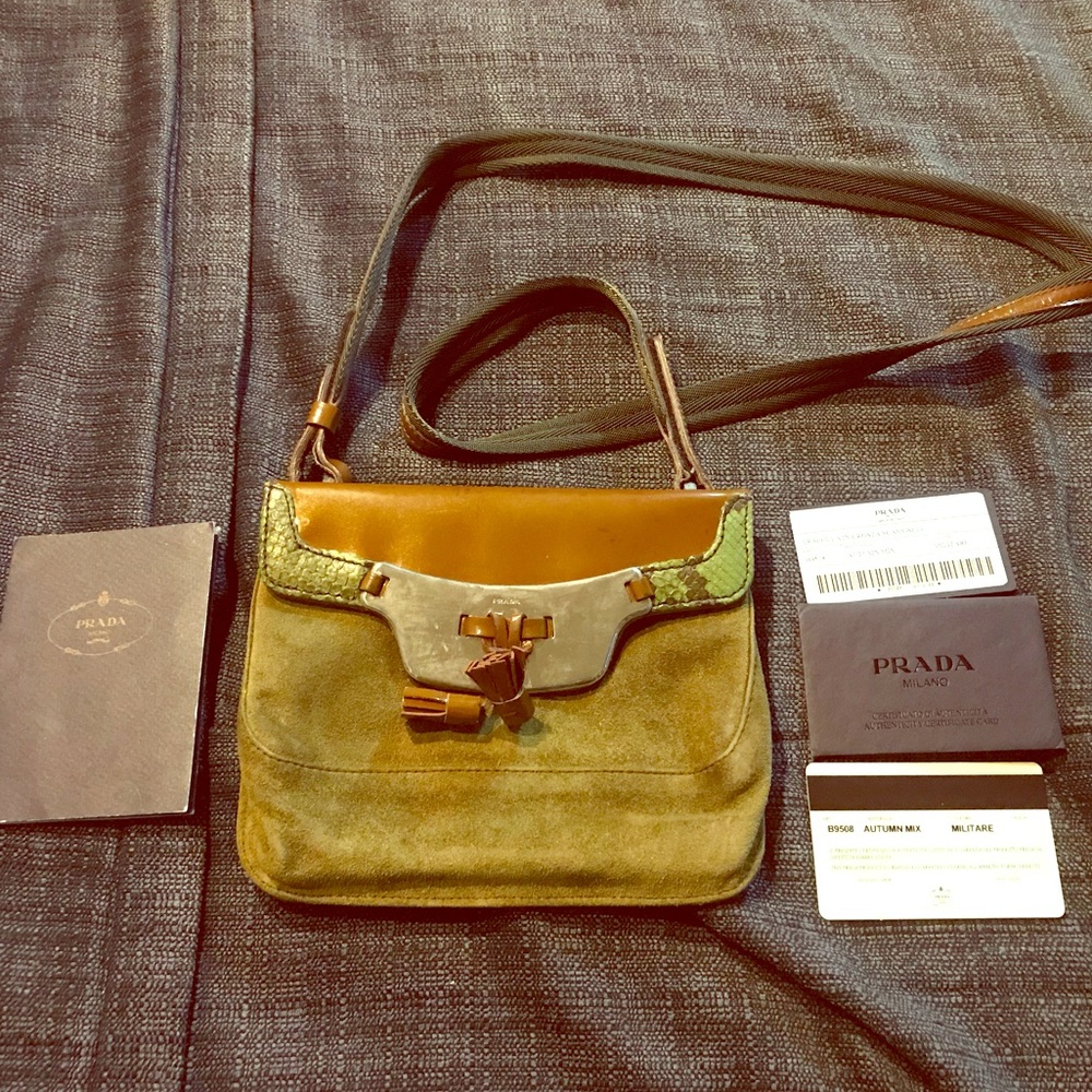 Authentic Vintage Prada Suede & snakeskin Purse
